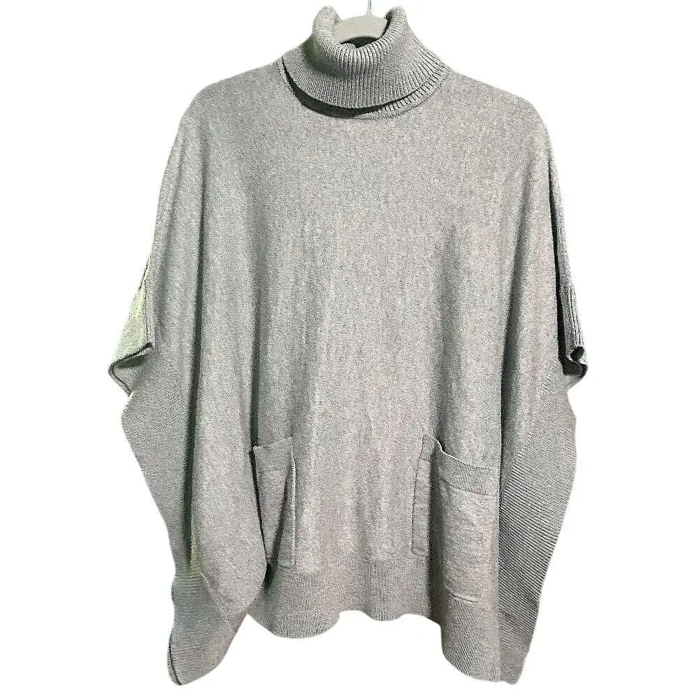 NWT Michael Kors Poncho Turtleneck Heather Gray Sweater XS